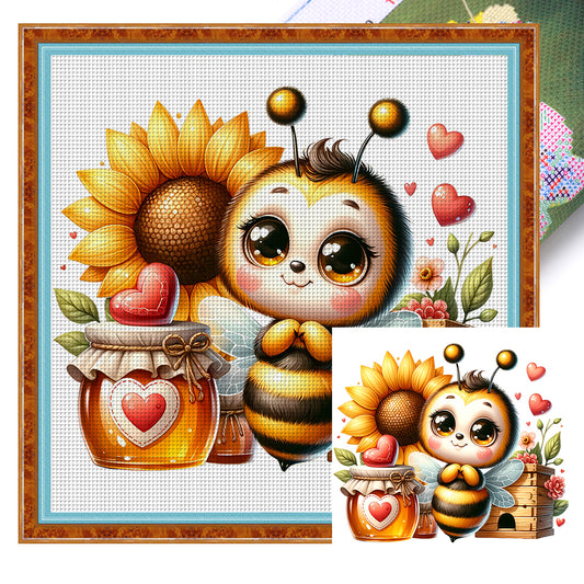 Valentine'S Day Bee - 18CT Stamped Cross Stitch 25*25CM