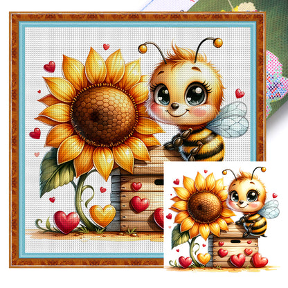 Valentine'S Day Bee - 18CT Stamped Cross Stitch 25*25CM