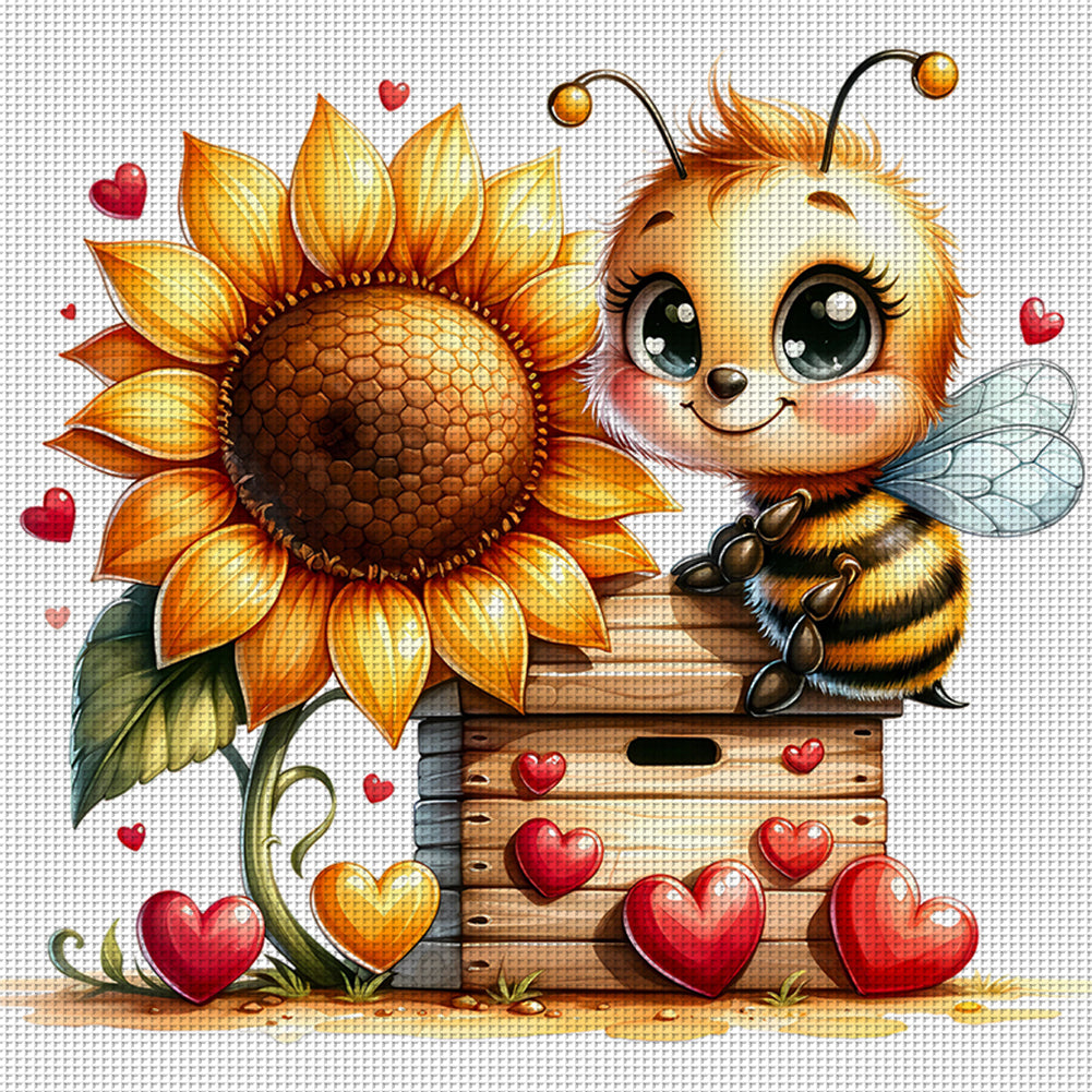 Valentine'S Day Bee - 18CT Stamped Cross Stitch 25*25CM