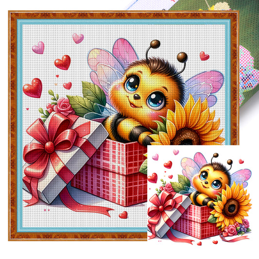 Valentine'S Day Bee - 18CT Stamped Cross Stitch 25*25CM