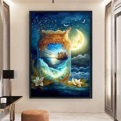 Scenery In A Bottle Under The Moon - 11CT Stamped Cross Stitch 50*75CM