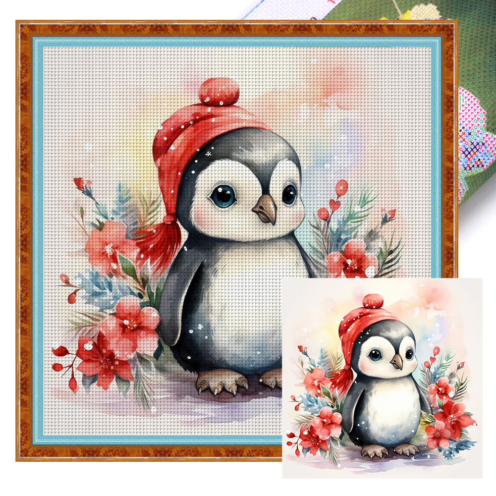 Winter Penguin - 11CT Stamped Cross Stitch 40*40CM