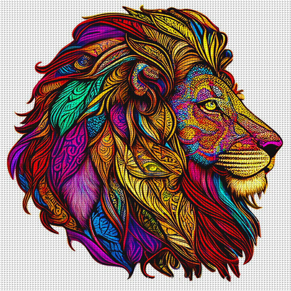 Colorful Lion - 18CT Stamped Cross Stitch 30*30CM