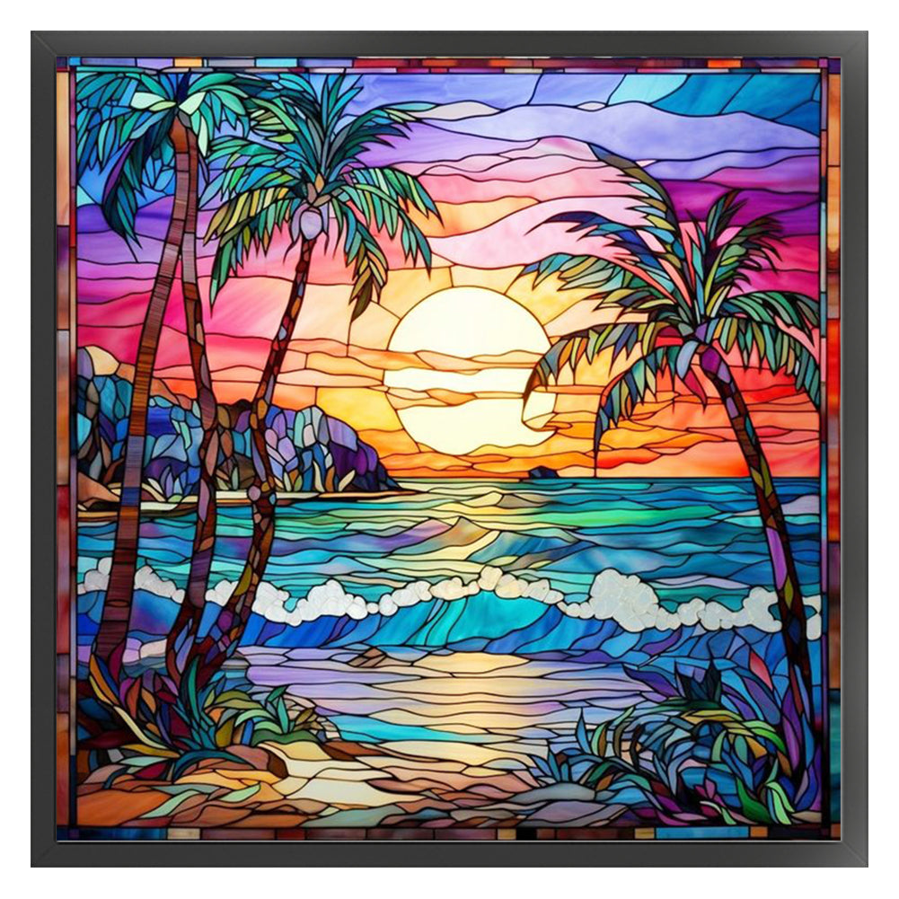 Sunset Beach - 14CT Stamped Cross Stitch 40*40CM