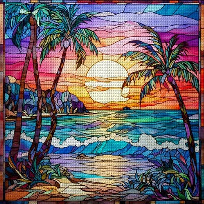 Sunset Beach - 14CT Stamped Cross Stitch 40*40CM