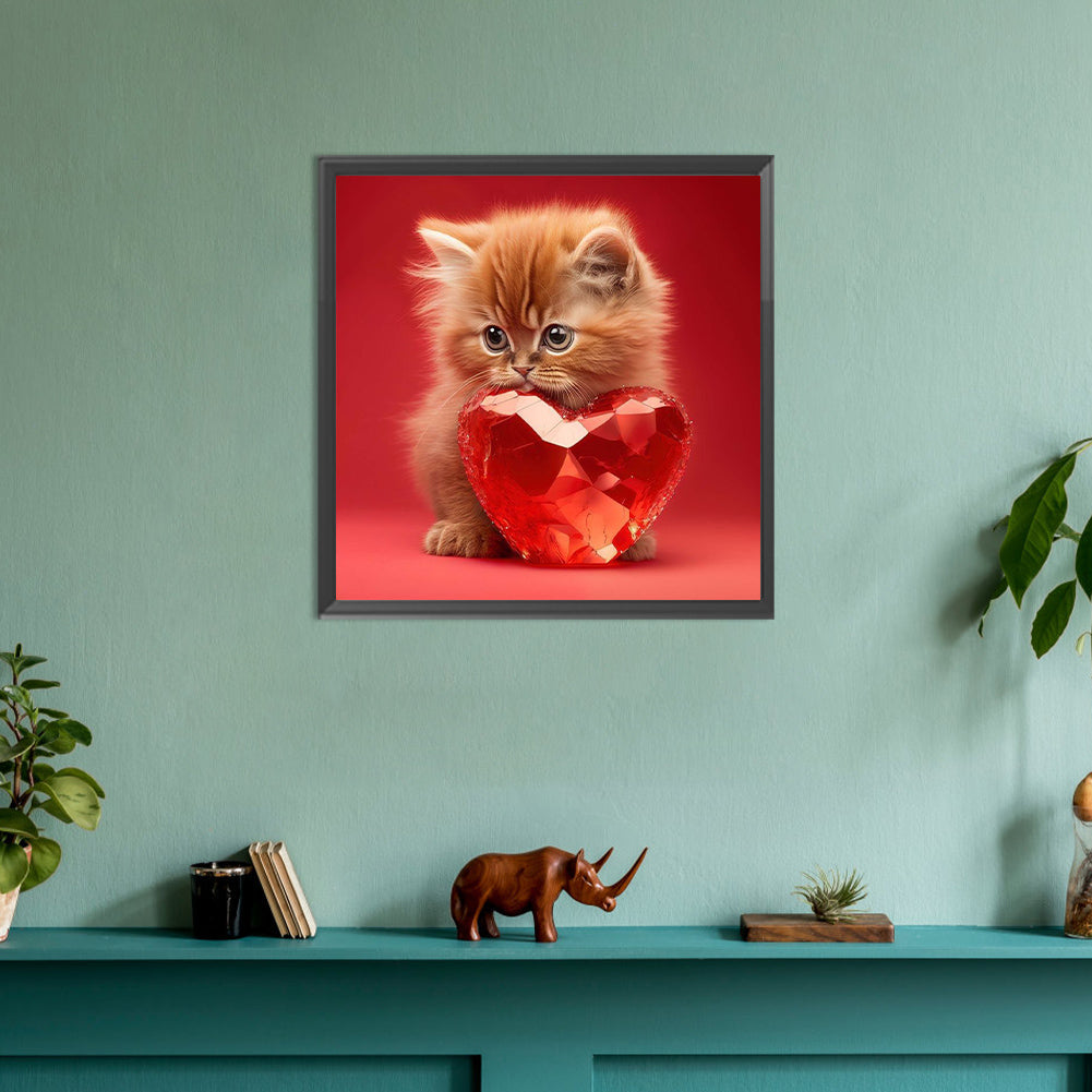 Love And Kitten - Full Round Drill Diamond Painting 30*30CM