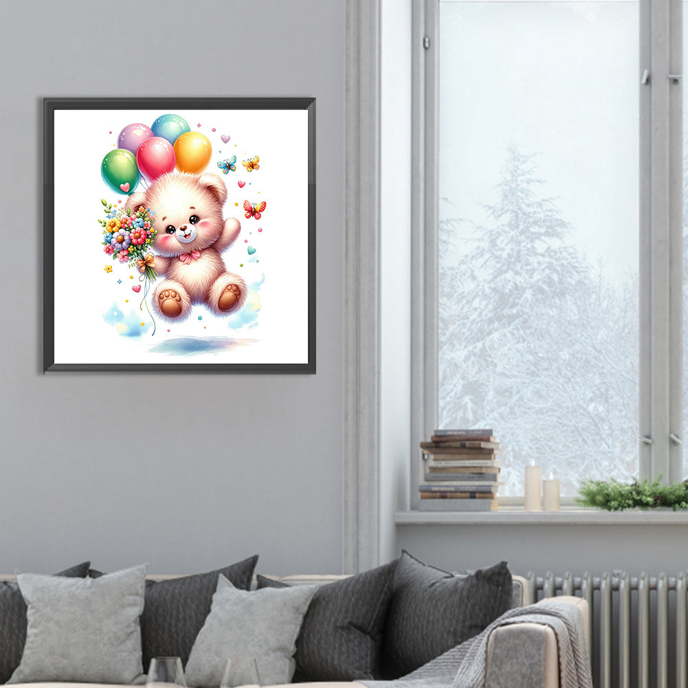 Birthday Bear - Full Round Drill Diamond Painting 30*30CM