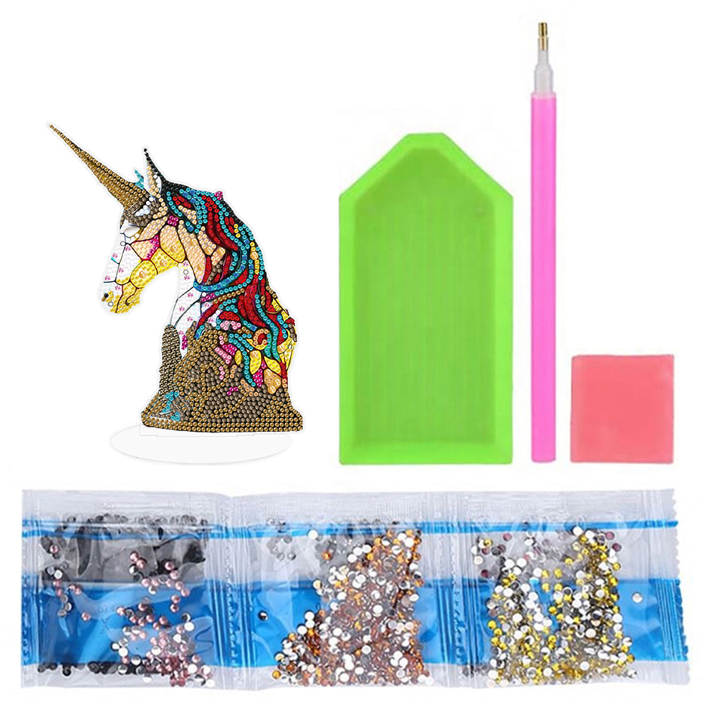 Diamond Painting Desktop Decor with Light for Office Desktop Decor (Unicorn)