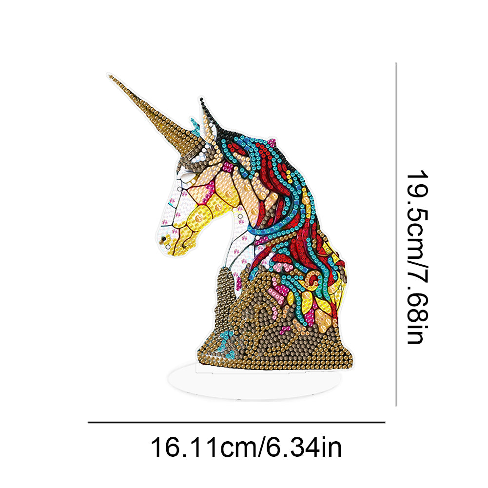 Diamond Painting Desktop Decor with Light for Office Desktop Decor (Unicorn)