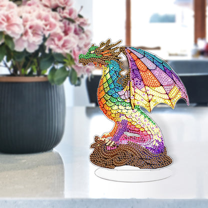 Diamond Painting Desktop Decoration with Light for Office Desktop Decor (Dragon)