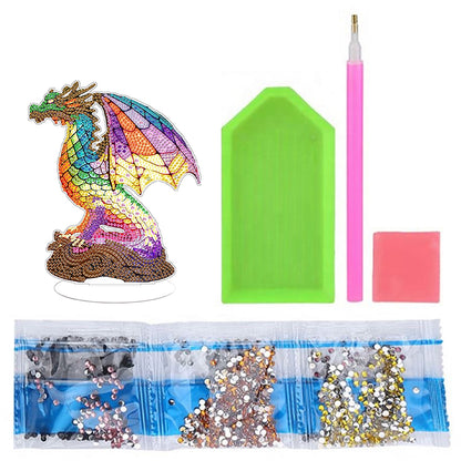 Diamond Painting Desktop Decoration with Light for Office Desktop Decor (Dragon)