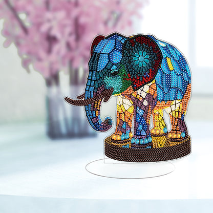 Diamond Painting Desktop Decor with Light for Office Desktop Decor (Elephant)