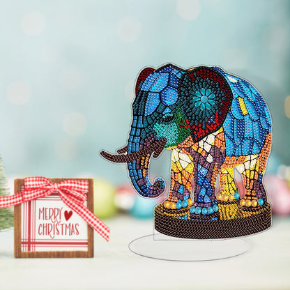 Diamond Painting Desktop Decor with Light for Office Desktop Decor (Elephant)