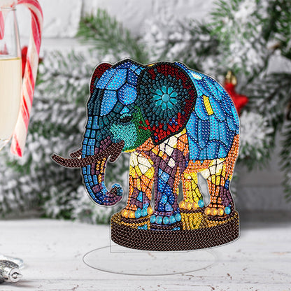 Diamond Painting Desktop Decor with Light for Office Desktop Decor (Elephant)