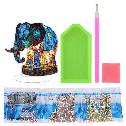 Diamond Painting Desktop Decor with Light for Office Desktop Decor (Elephant)