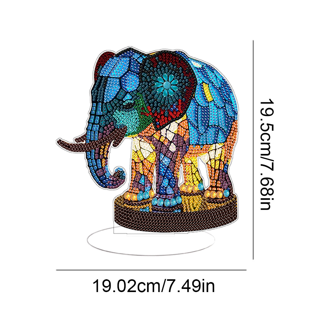 Diamond Painting Desktop Decor with Light for Office Desktop Decor (Elephant)