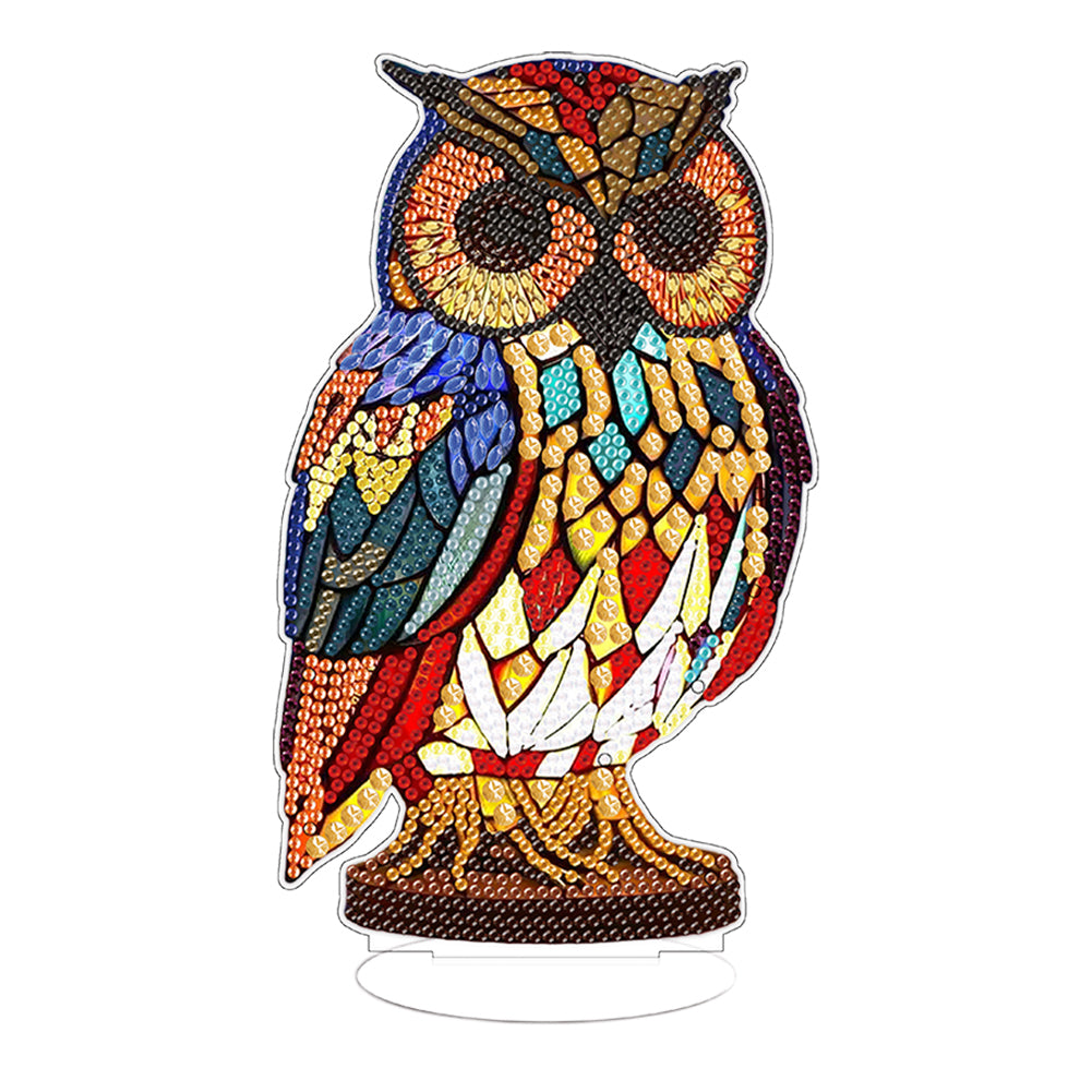 Diamond Painting Desktop Decoration with Light for Office Desktop Decor (Owl)