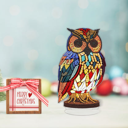 Diamond Painting Desktop Decoration with Light for Office Desktop Decor (Owl)