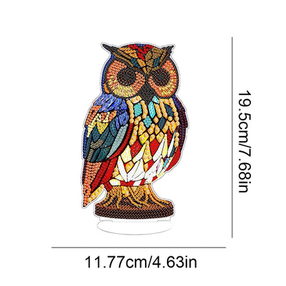 Diamond Painting Desktop Decoration with Light for Office Desktop Decor (Owl)