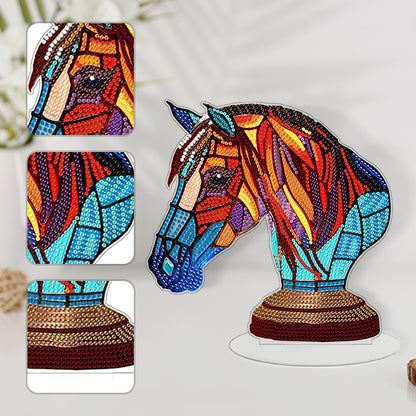 Diamond Painting Desktop Decoration with Light for Office Desktop Decor (Horse)