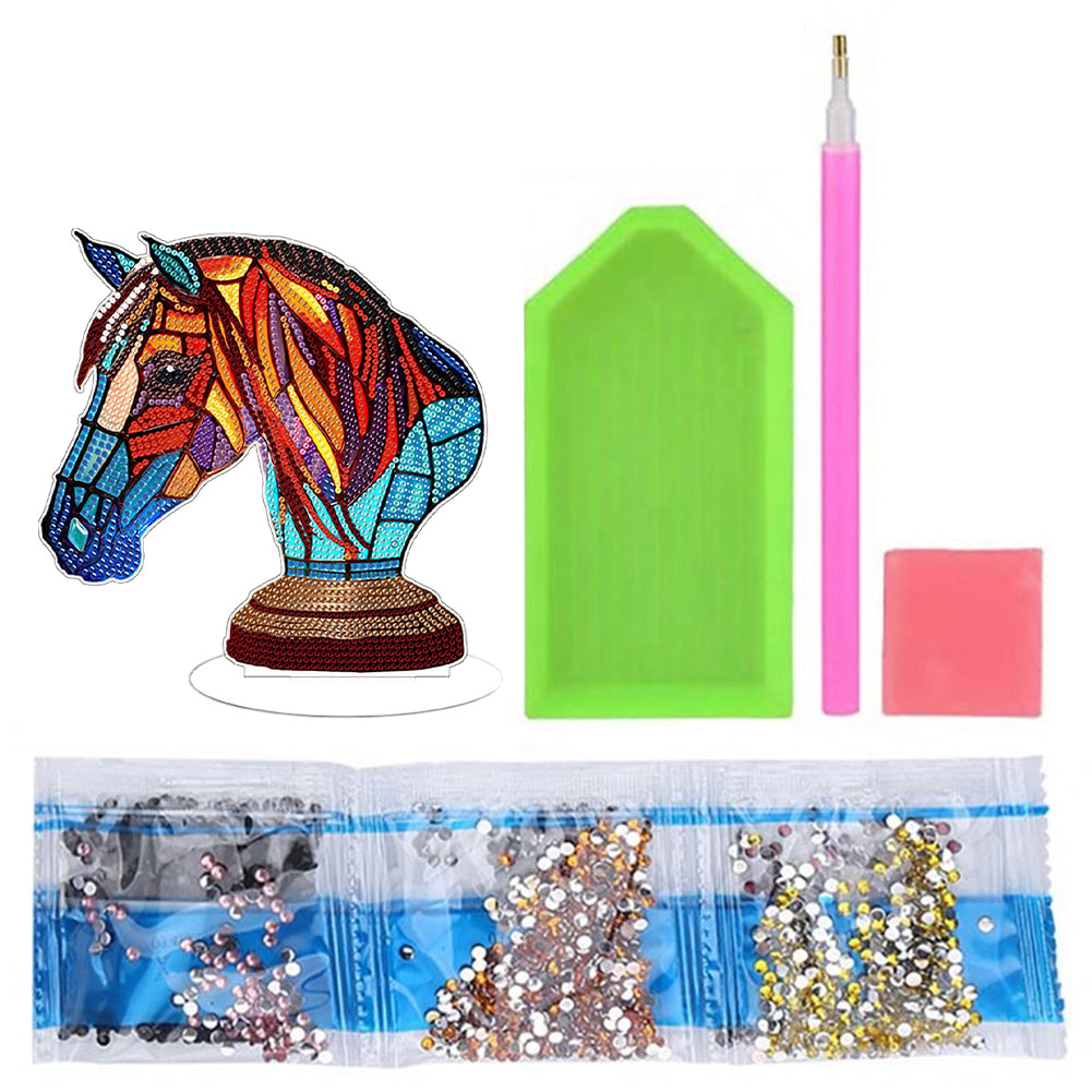 Diamond Painting Desktop Decoration with Light for Office Desktop Decor (Horse)