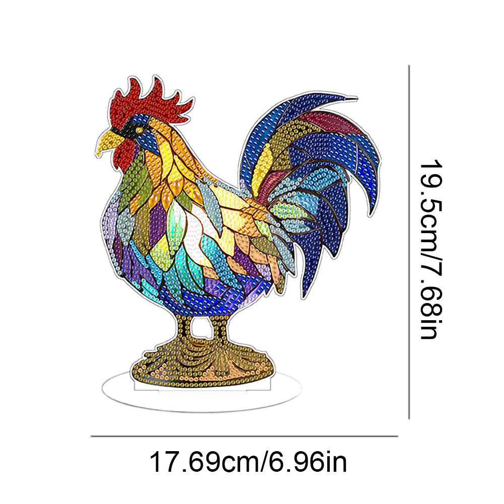 Diamond Painting Desktop Decor with Light for Office Desktop Decor (Rooster)
