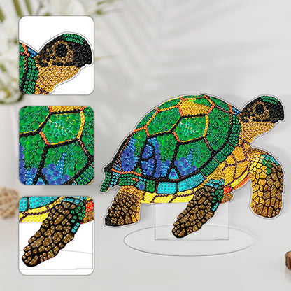 Diamond Painting Desktop Decoration with Light for Office Desktop Decor (Turtle)