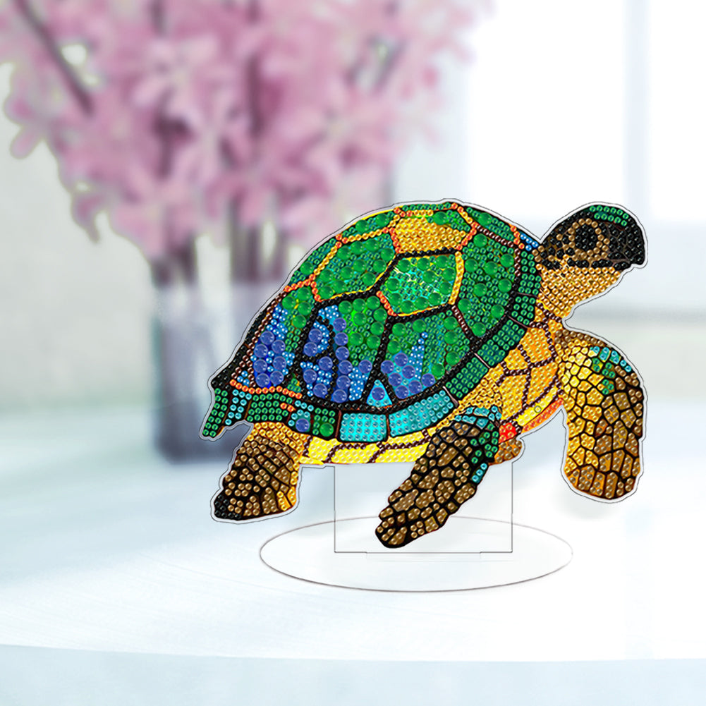 Diamond Painting Desktop Decoration with Light for Office Desktop Decor (Turtle)