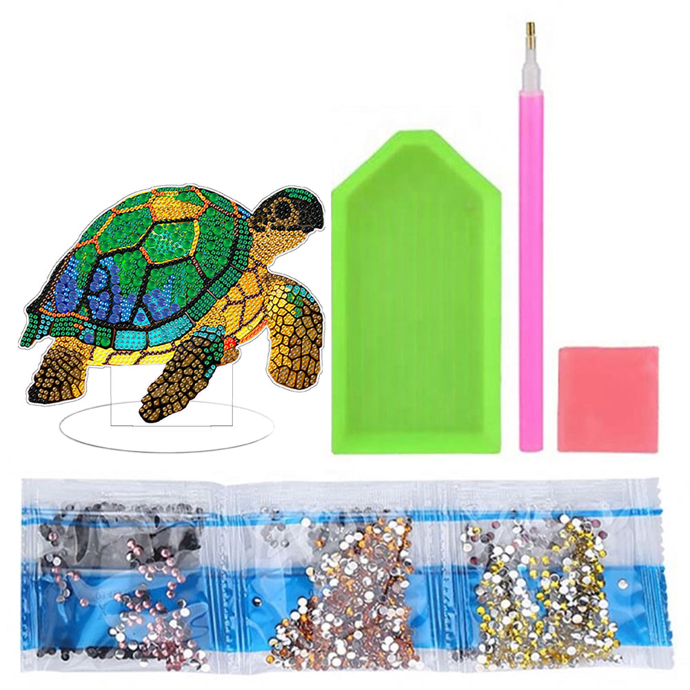 Diamond Painting Desktop Decoration with Light for Office Desktop Decor (Turtle)