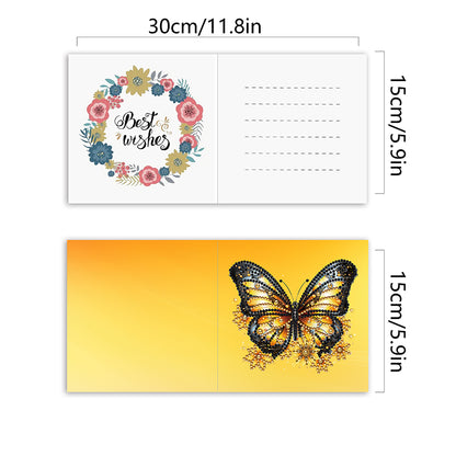 6Pcs Christmas Butterfly Special Shape Diamond Painting Greeting Card (Yellow)