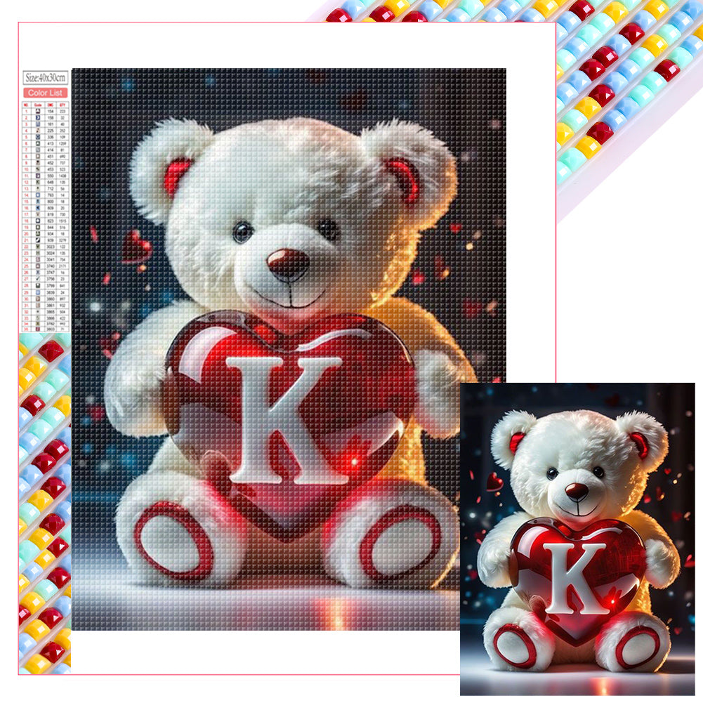 26 Letters Care Bear-K - Full Square Drill Diamond Painting 30*40CM