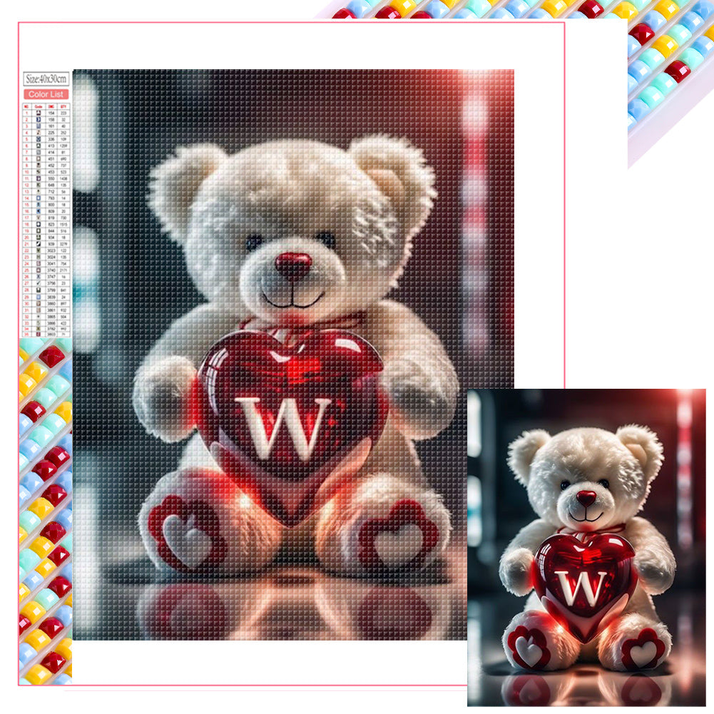 26 Letter Care Bear-W - Full Square Drill Diamond Painting 30*40CM