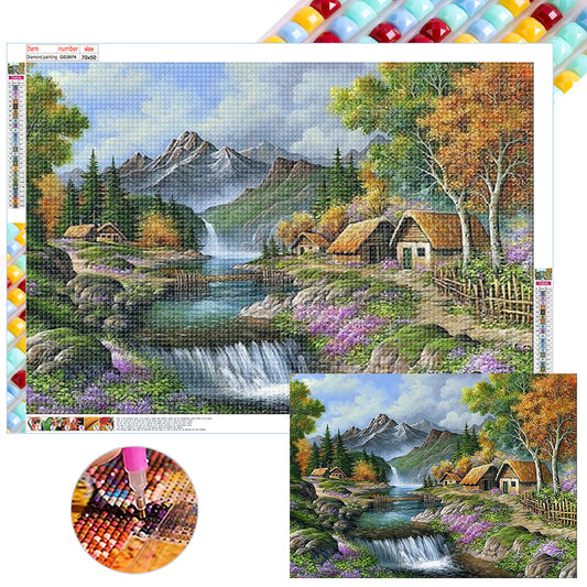 Forest Waterfall - Full Square Drill Diamond Painting 70*50CM