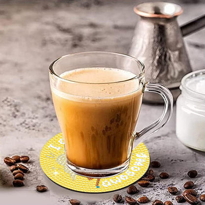 8 Pcs Wooden DIY Diamond Painting Coasters Kits with Holder (Girl on Vacation)