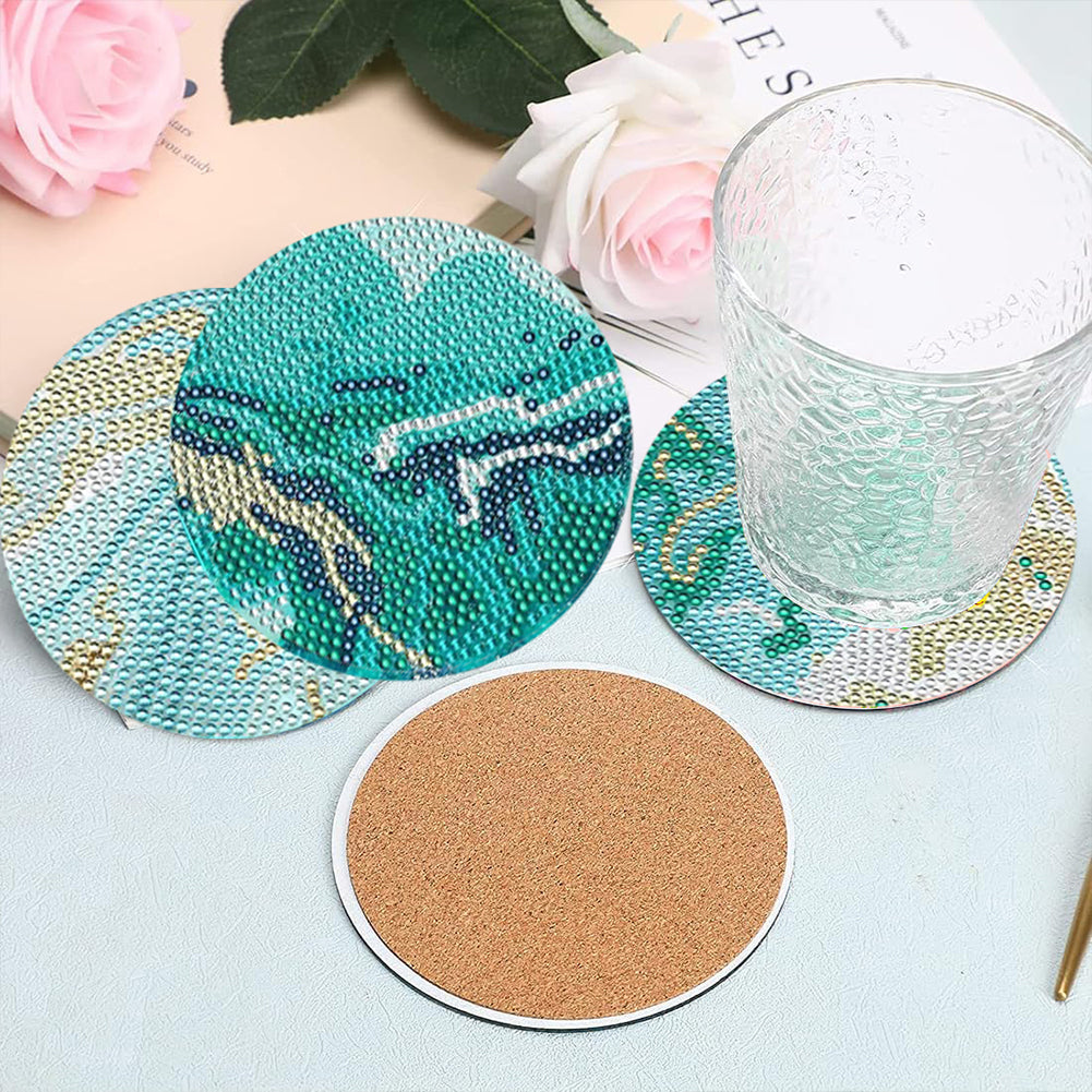 8 Pcs Wooden DIY Diamond Painting Art Coasters Kits with Holder (Beach View)