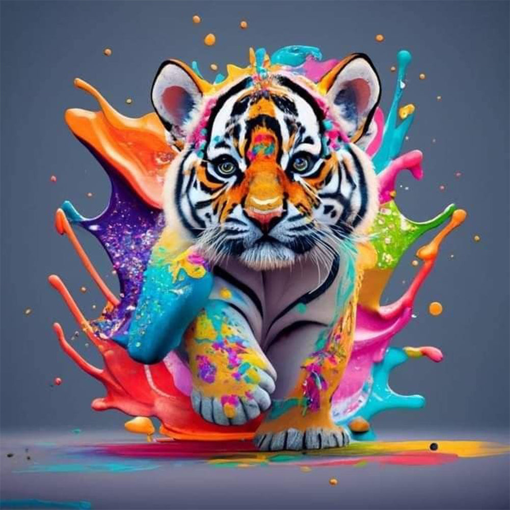 Colorful Little Tiger - Full Round Drill Diamond Painting 30*30CM