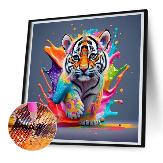 Colorful Little Tiger - Full Round Drill Diamond Painting 30*30CM