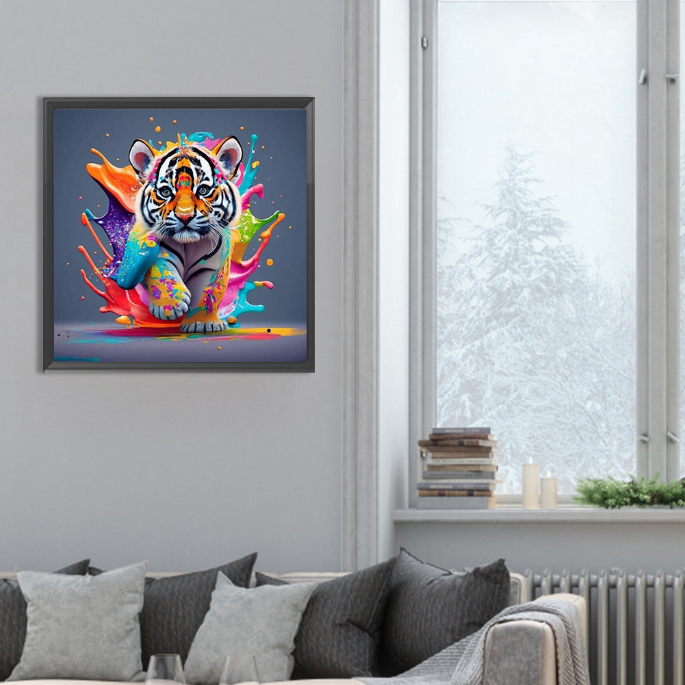 Colorful Little Tiger - Full Round Drill Diamond Painting 30*30CM