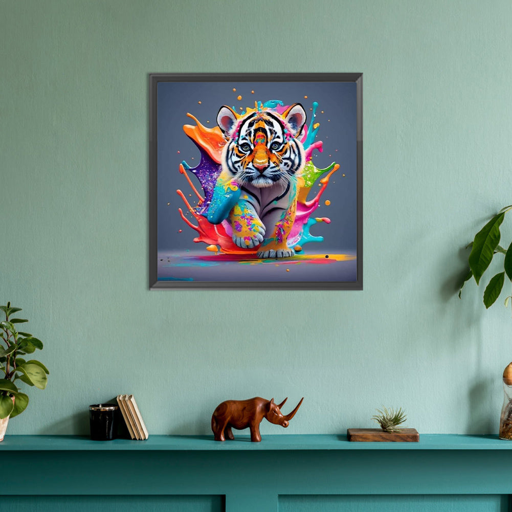 Colorful Little Tiger - Full Round Drill Diamond Painting 30*30CM