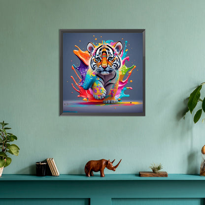 Colorful Little Tiger - Full Round Drill Diamond Painting 30*30CM