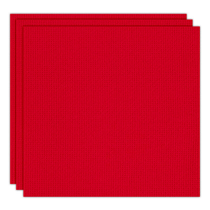 3 Pcs Red Cross Stitch Cloth 11 Count Classic Embroidery Fabric (19.7x19.7in)