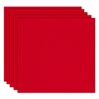 5 Pcs 14 Count Red Cross Stitch Cloth Classic Embroidery Fabric (11.8x11.8in)