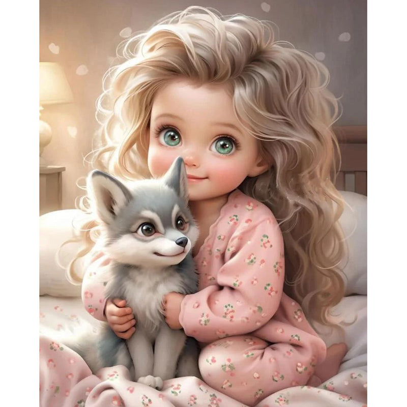 Curly Hair Big Eyed Girl - Full Round Drill Diamond Painting 30*40CM