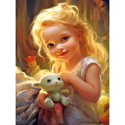Curly Hair Big Eyed Girl - Full Round Drill Diamond Painting 30*40CM