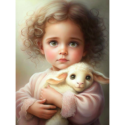 Curly Hair Big Eyed Girl - Full Round Drill Diamond Painting 30*40CM