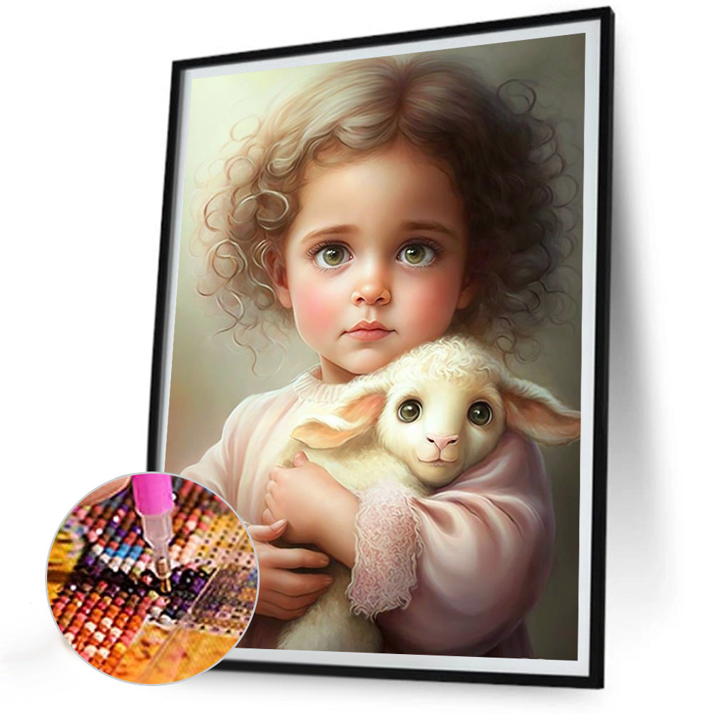 Curly Hair Big Eyed Girl - Full Round Drill Diamond Painting 30*40CM