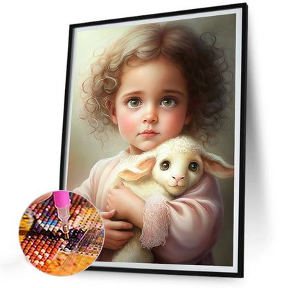 Curly Hair Big Eyed Girl - Full Round Drill Diamond Painting 30*40CM
