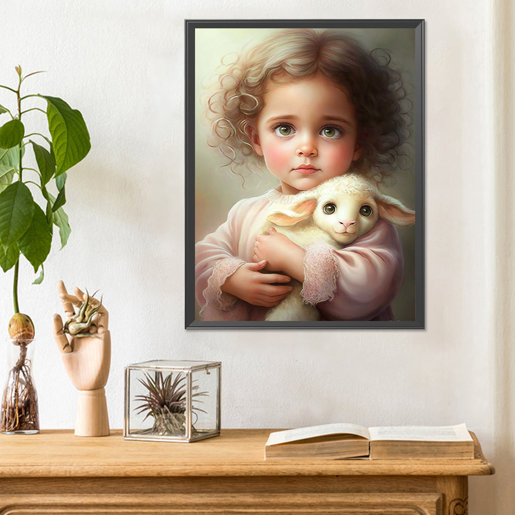 Curly Hair Big Eyed Girl - Full Round Drill Diamond Painting 30*40CM