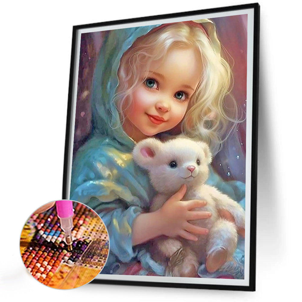Curly Hair Big Eyed Girl - Full Round Drill Diamond Painting 30*40CM