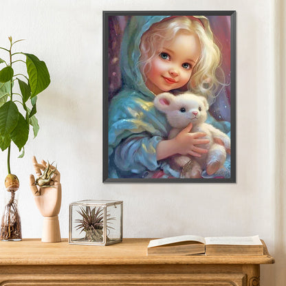 Curly Hair Big Eyed Girl - Full Round Drill Diamond Painting 30*40CM